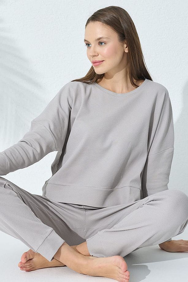 Gri Örme Pijama Takımı - 1