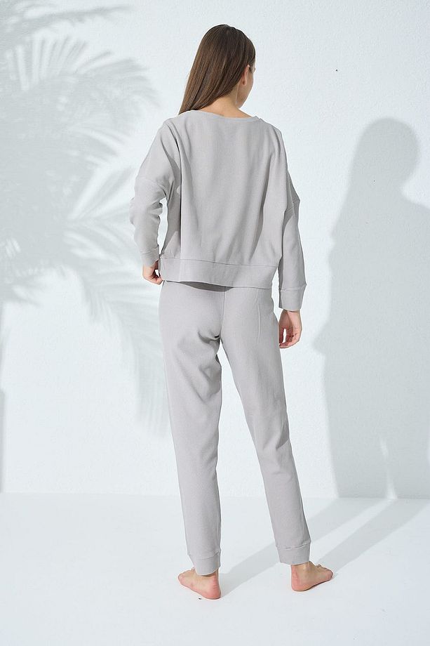 Gri Örme Pijama Takımı - 4