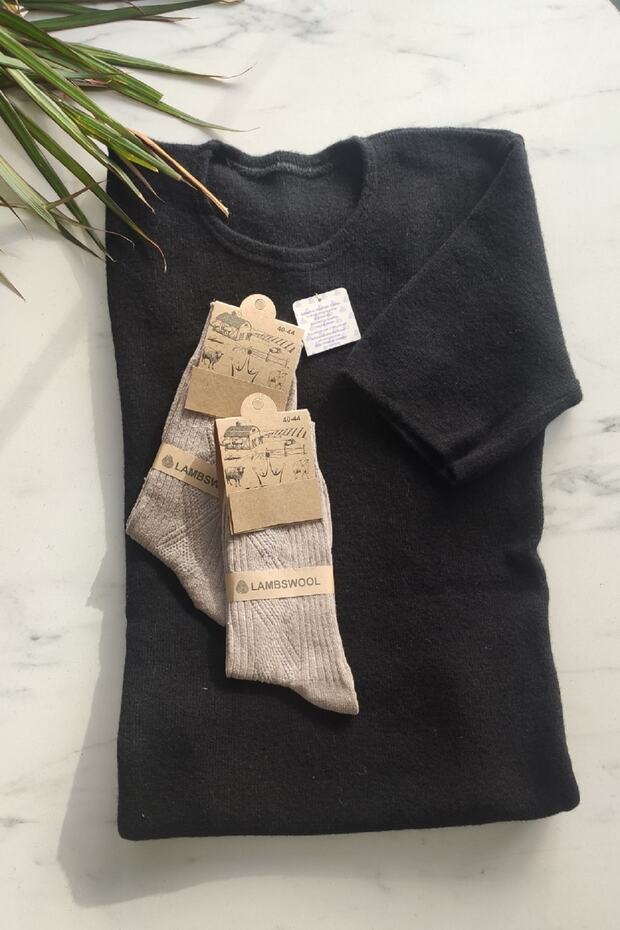 Genuine Wool Underwear Short Sleeve Top Very Thick 100 Percent Natural