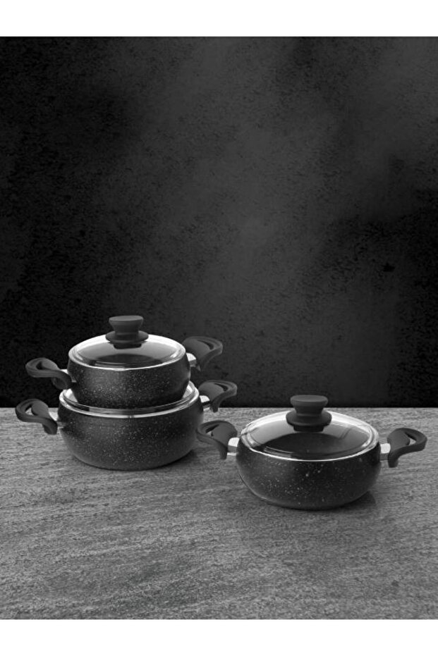 6 Parça Granit Bakalit Saplı Tencere Seti Dn 20005 - 1