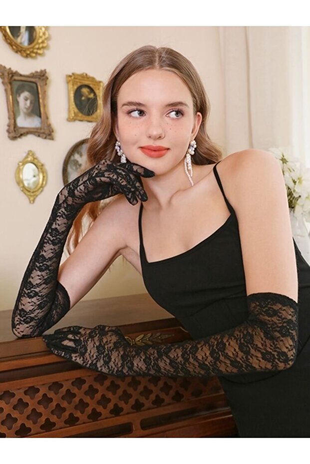 Alice Dirsek Üstü Dantel Eldiven - 2