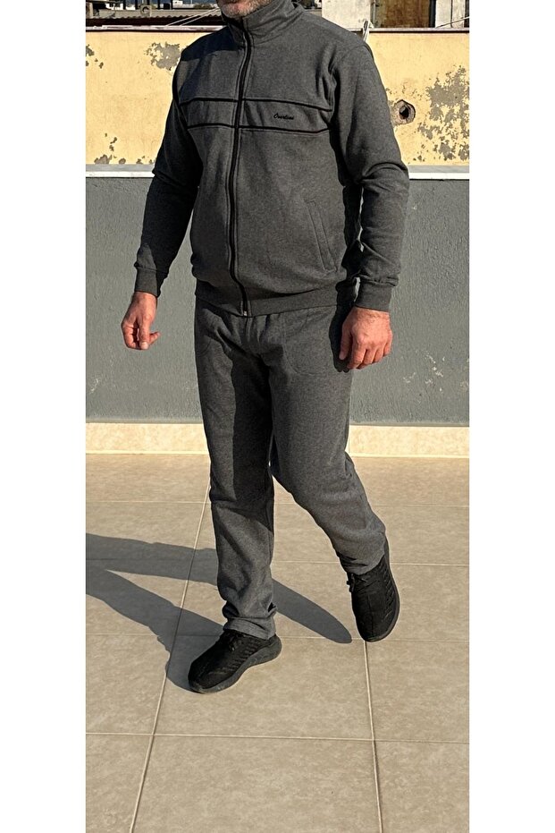 طقم بدلة رياضية بسحاب كامل وخيطين - 2