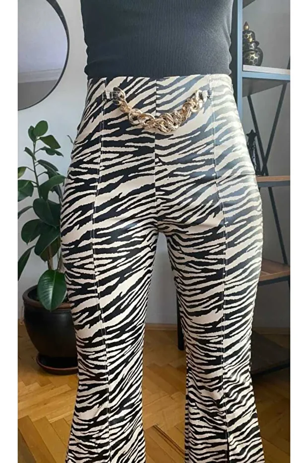 Deri Zebra Pantolon - 4