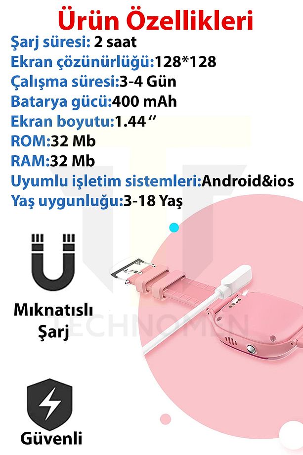 Çocuk Konum Takipli Btk Kayıtlı Sim Kart Girişli Lbs Ve Sos Özellikli Akıllı Saat - 2