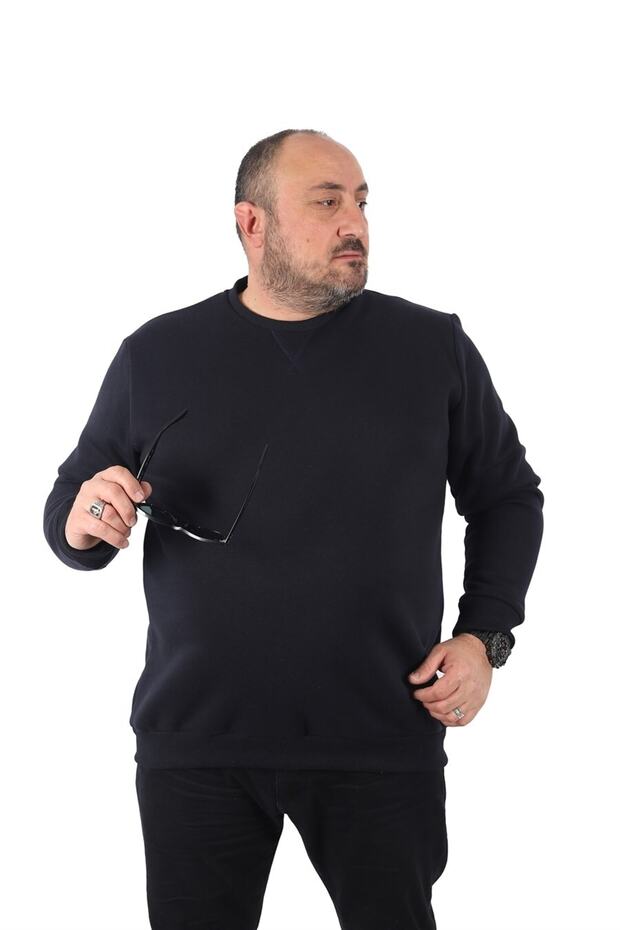 سويت شيرت كبير الحجم بتصميم V 22742 أزرق داكن