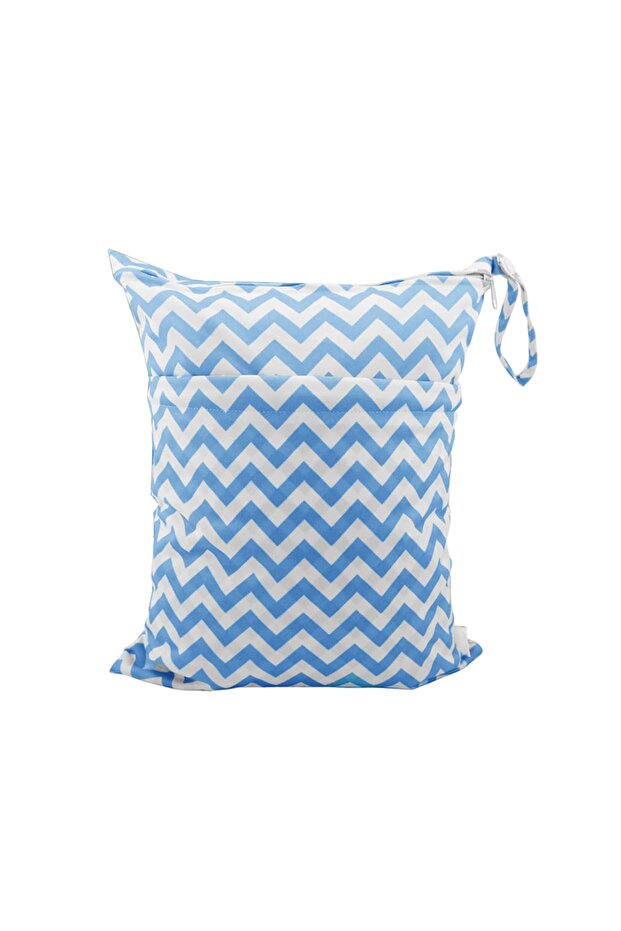 Leakproof Pattern Blue White Waterproof Dirty Swimsuit Zippered Wet Diaper Outfit Bag