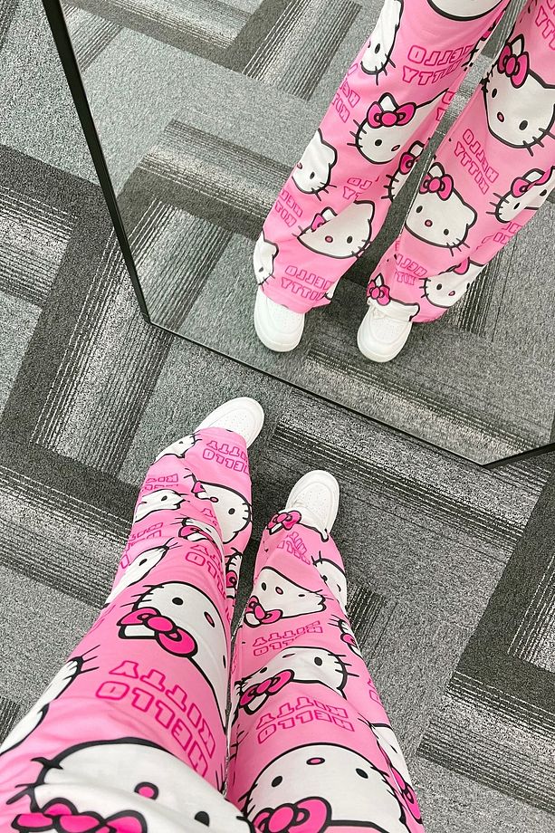 Pembe Hello Kitty Cat Bol Paça Eşofman Altı - 3