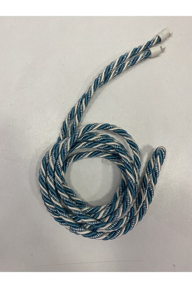 Double Breasted Fastening Device Rope Cord Backdrop Curtain Cornice Tactical Petrol Blue&cream