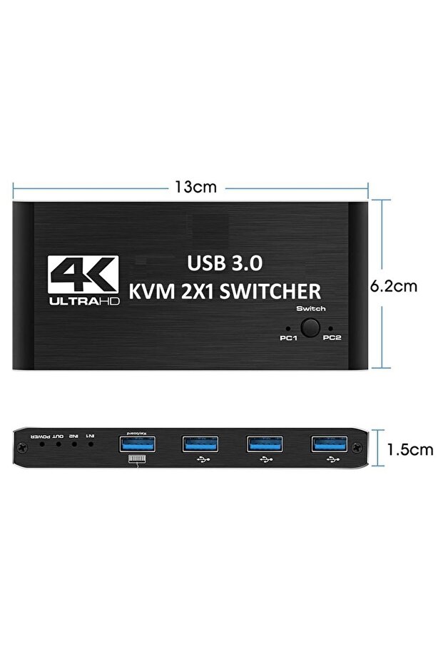 4kvm421 Kvm Switch 2x1 Hdmı 2.0 4k Ultra Hd 2160p Usb 3.0 Hdcp 2.3 Hdr10 Edıd - 4