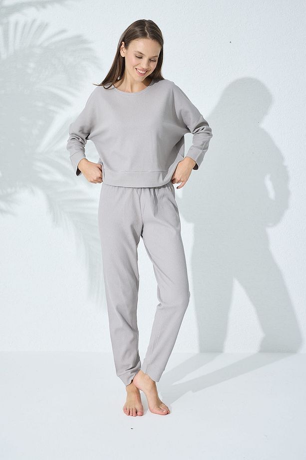 Gri Örme Pijama Takımı - 2