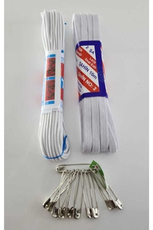 White Waist Leg Frost Rubber Flat Wide Rubber 10 Meters + 10 Meters Latex Product + Safety Pin