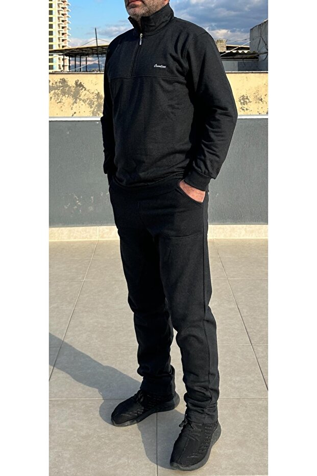 Half Zippered Two Thread Tracksuit Set - 3