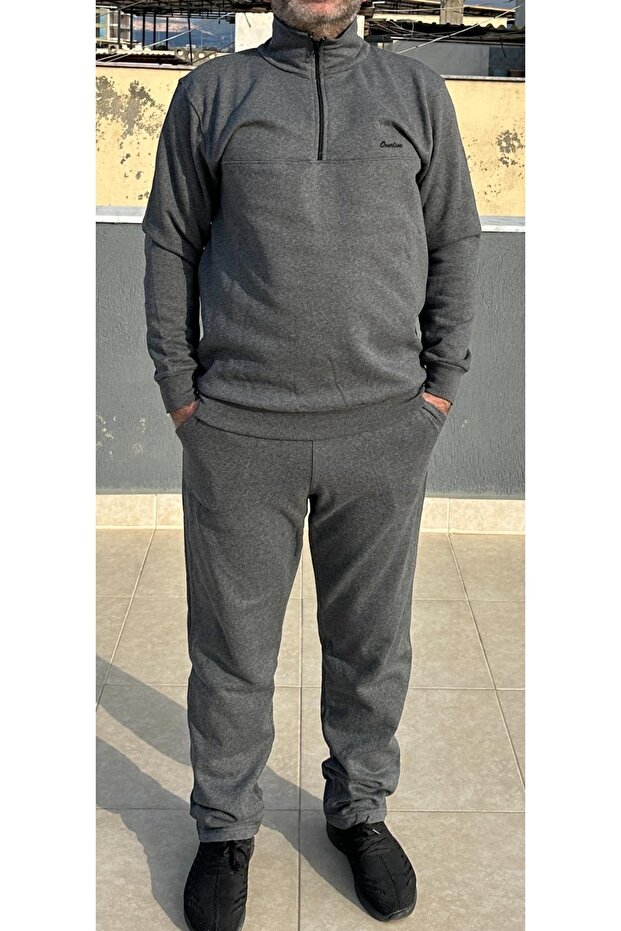 طقم بدلة رياضية بنصف سحاب وخيطين - 1