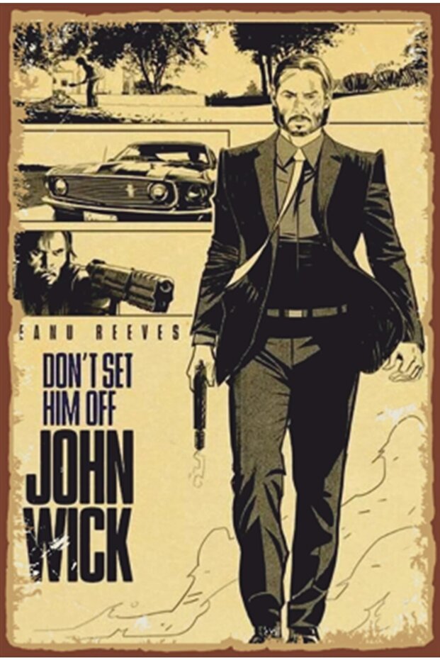 John Wick Retro Wooden Poster