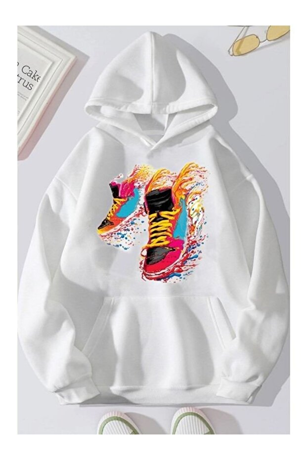 Colorful Shoes Patterned A Quality Hooded Hoodie 3-yarn-fleece