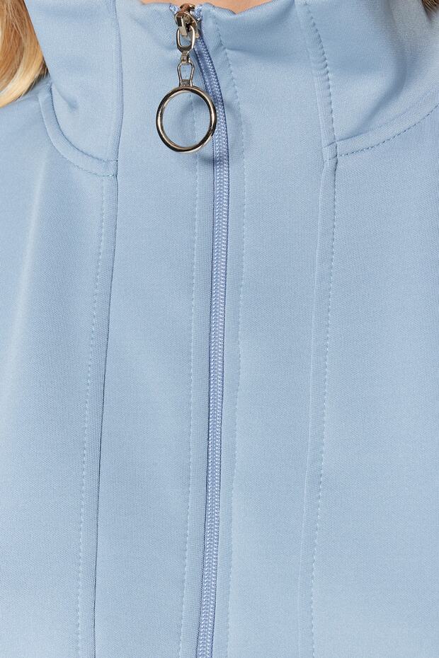 Niebieska, oversize'owa bluza z zamkiem błyskawicznym, z nadrukiem nurka/nurka, dzianinowa, TCTAW23TW00198 - 4