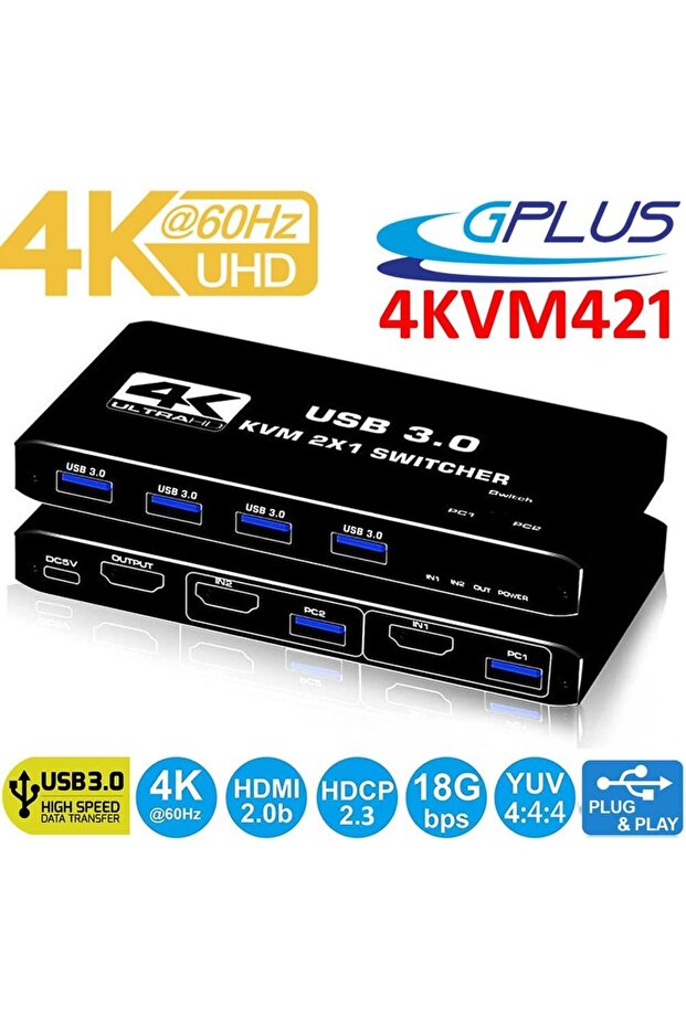 4kvm421 Kvm Switch 2x1 Hdmı 2.0 4k Ultra Hd 2160p Usb 3.0 Hdcp 2.3 Hdr10 Edıd - 8