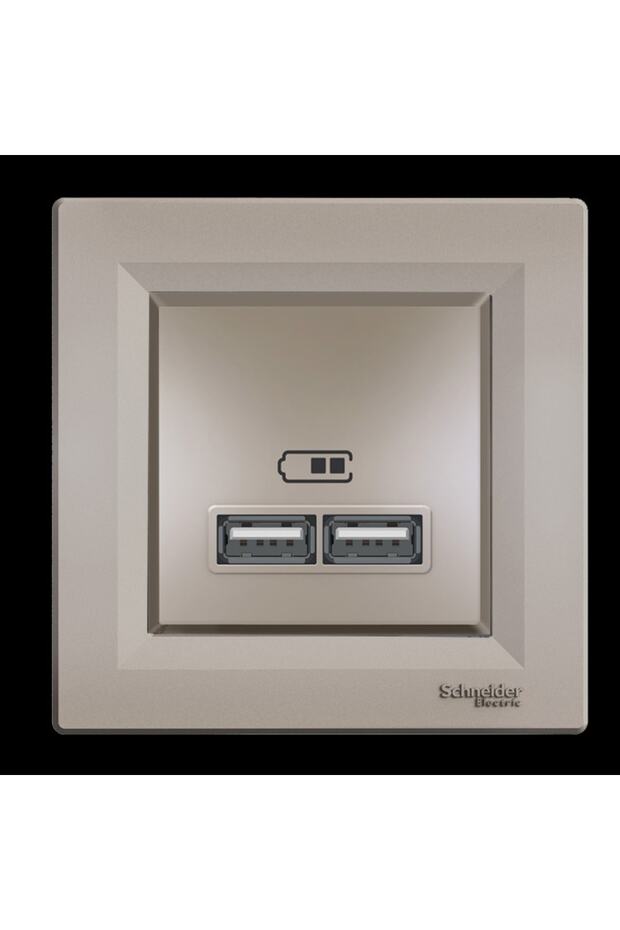 Schneider Asfora Plus Bronz Usb Şarj Prizi 2.1a Type A Çerçeveli - Eph2700269 - 1