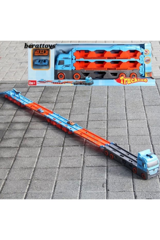 Car Racing Track Truck Two Metal Car Launcher 2Meter Extending Toy Truck Racing Track