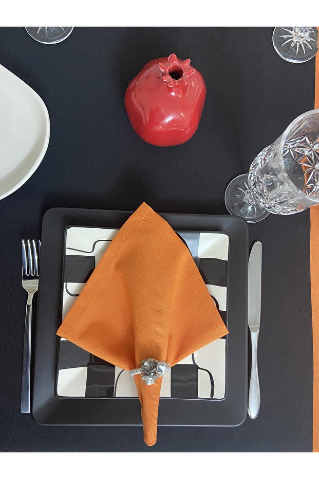 Carefree Fabric Serving Napkin Set of 6 Orange