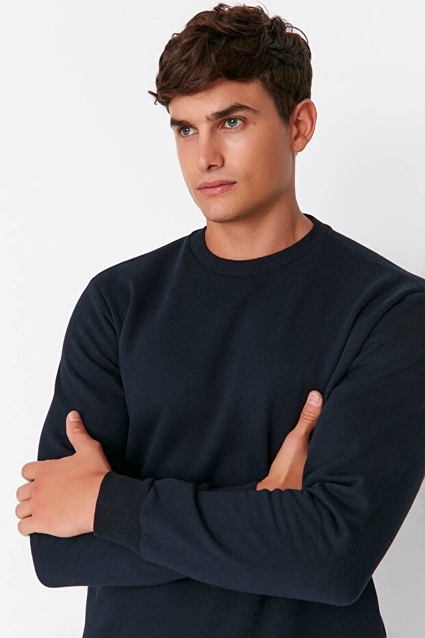 Lacivert Regular/Normal Kesim İçi Polar/Sıcak Tutan Sweatshirt TMNAW21SW1208 - 10