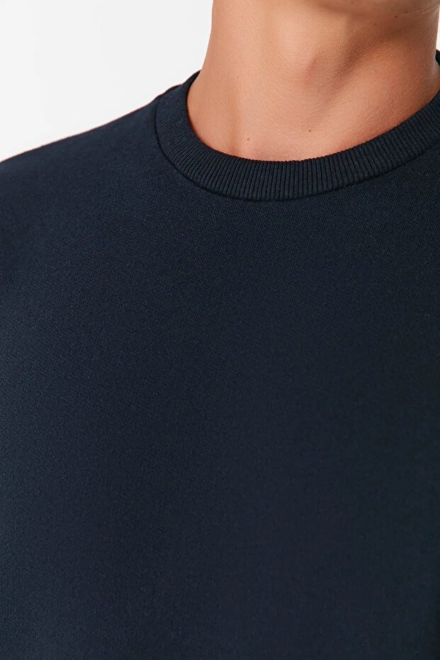Lacivert Regular/Normal Kesim İçi Polar/Sıcak Tutan Sweatshirt TMNAW21SW1208 - 11
