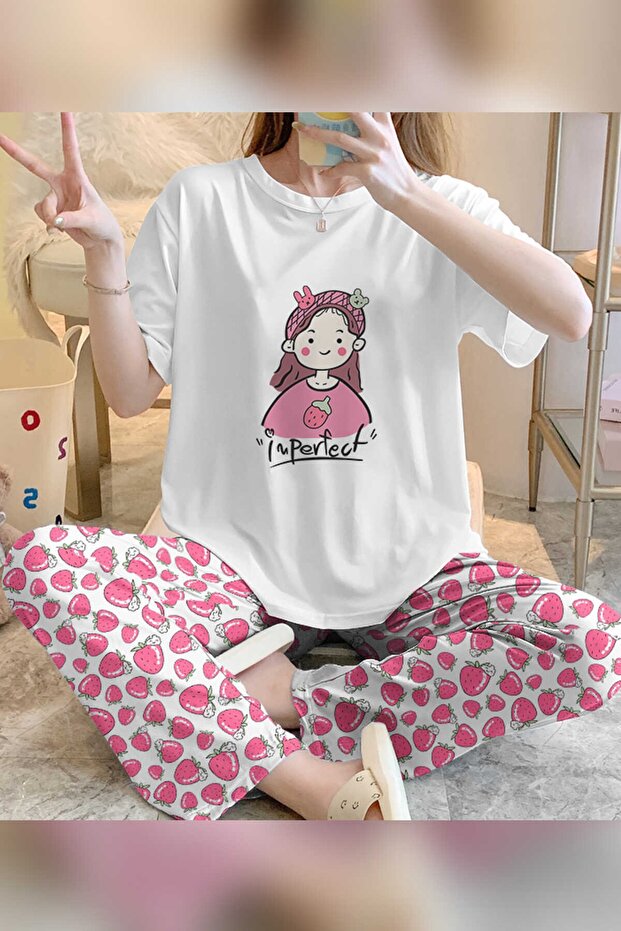 Zezeyle Strawberry Short Sleeve Pajamas Set 2231