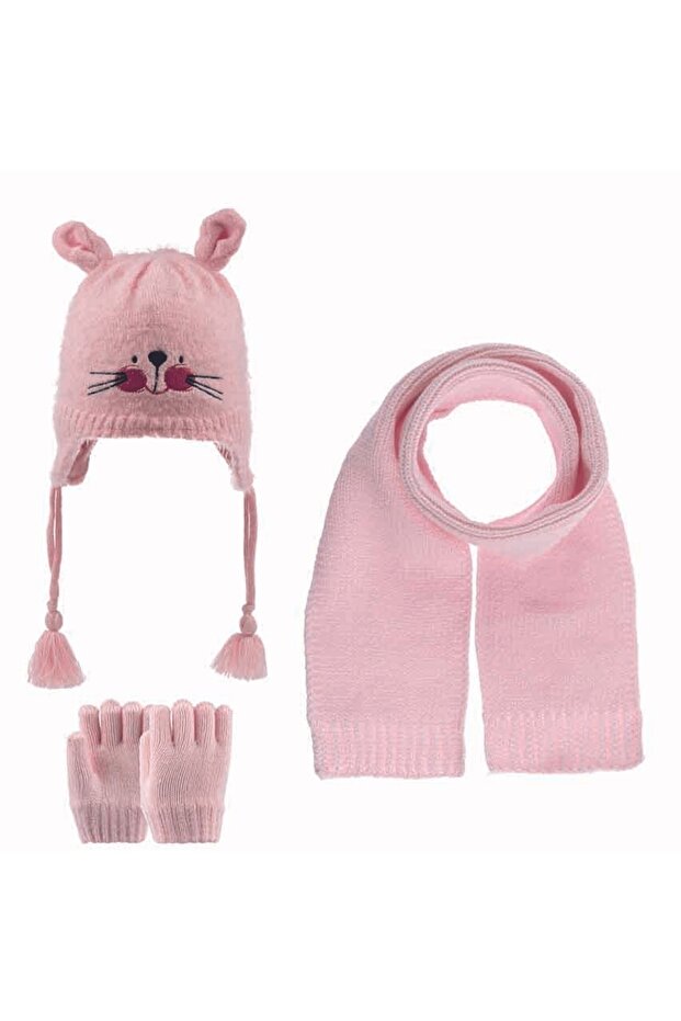 Scarf Beanie Gloves (1-4 Years) K22160-02 Rose Pink