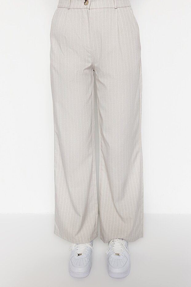 Stone Wide Leg/Wide Leg Woven Striped Kalhoty TWOSS23PL00109 - 6