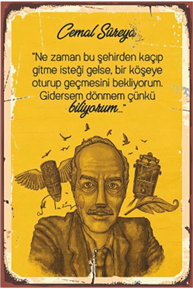 Cemal Süreya Quotes Retro Wooden Poster