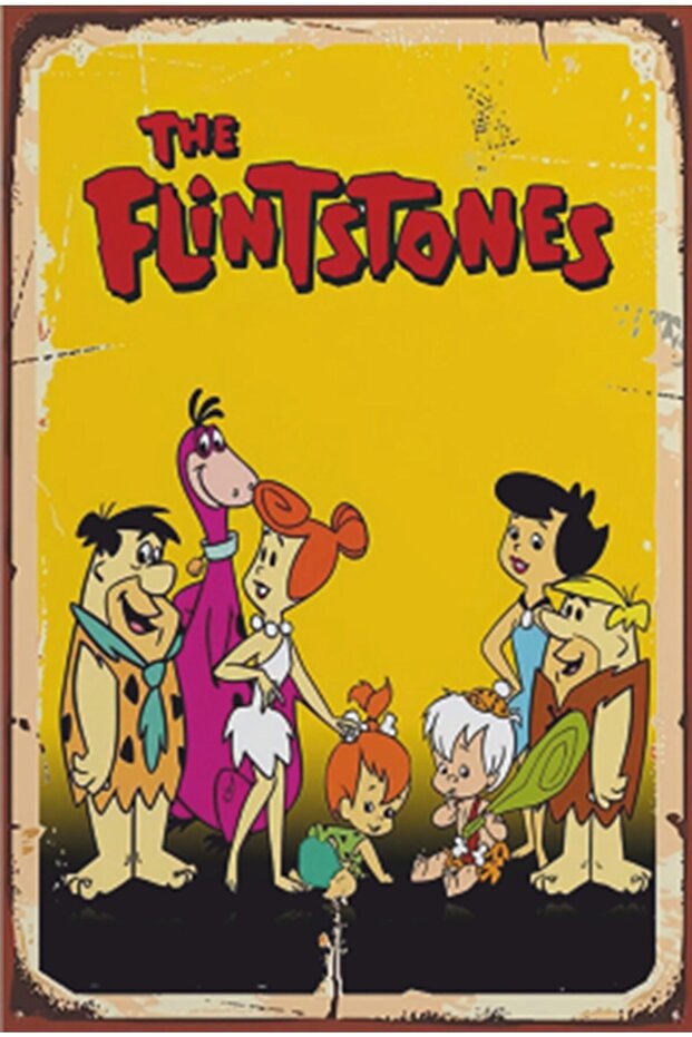 Flintstones Retro Wooden Poster