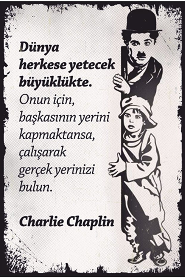 Charlie Chaplin Quotes Retro Wooden Poster