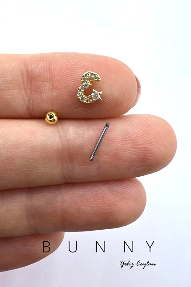 Çelik Harf Piercing Tregus Ve Helix "n" - 6