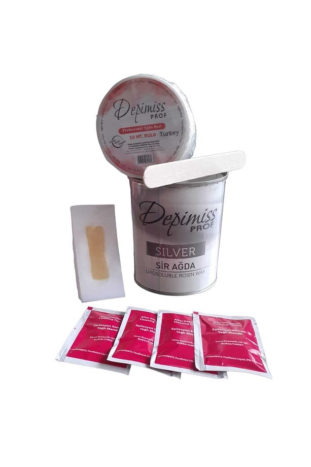 Gümüş Konserve Ağda 800 ml 1adet Rulo Ağda Bezi Spatula Yüz A.bandı Tem.mendili Hediyeli - 1