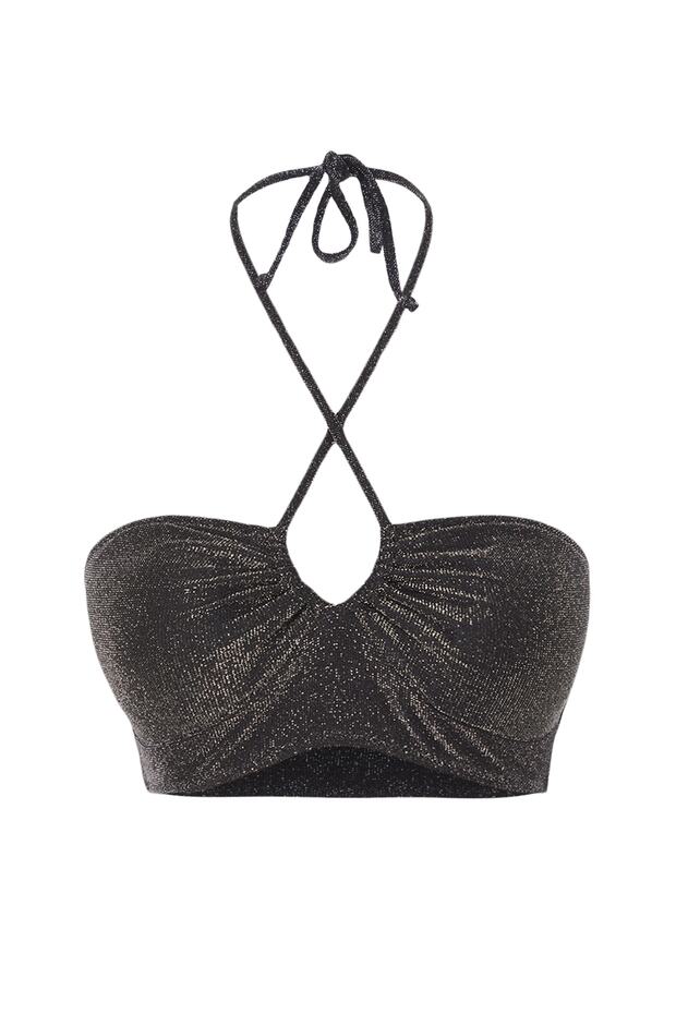 Siyah Straplez Simli Bikini Üstü TBESS23BU00302 - 7