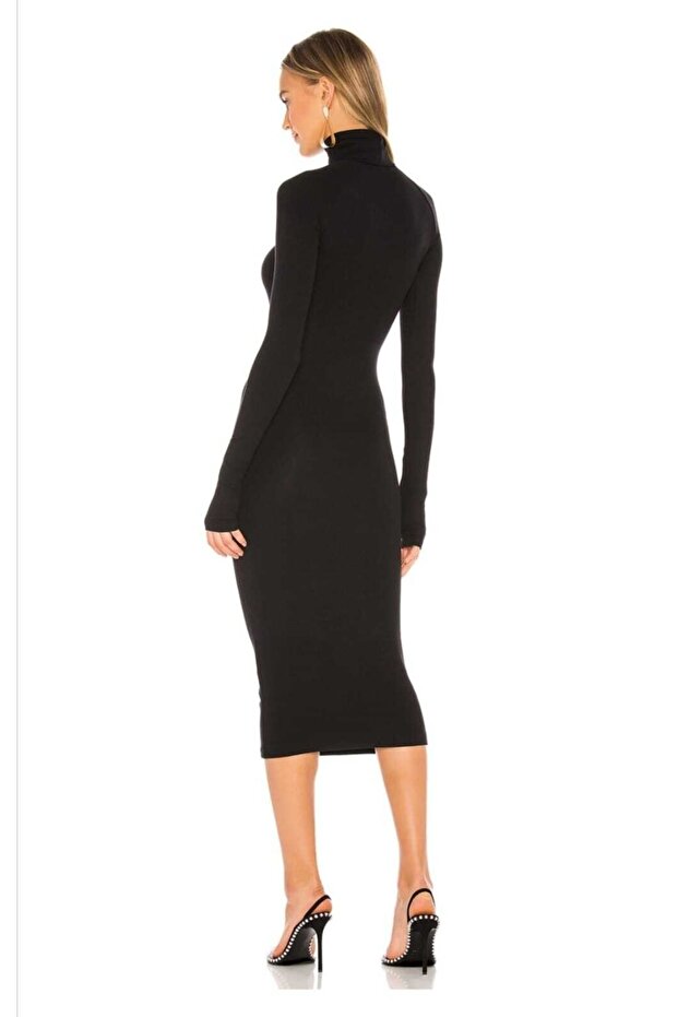Rochie maxi de damă cu guler rotit cu degete - 3