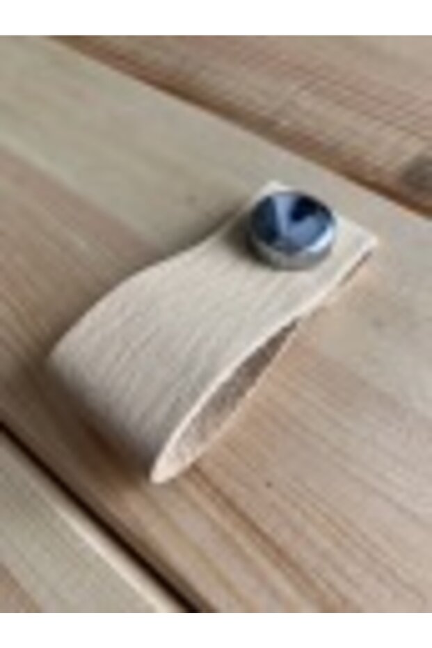 Genuine Leather Cabinet Button Handle - Bone (5 Pieces)