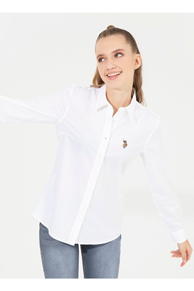 Shirt Collar Women's White Shirt Crıscolor022k