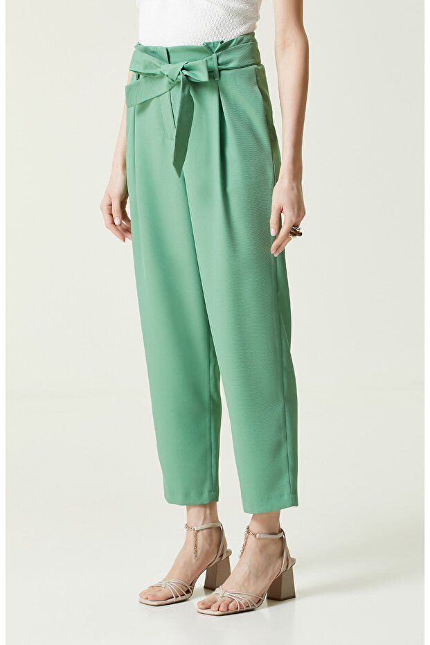 Yeşil Yüksek Bel Pantolon - 2