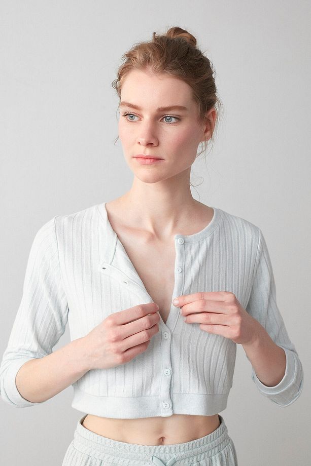 Puslu Mavi Misty Soft Ev Hırkası - 2