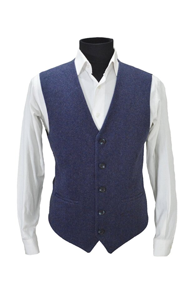 Men's Vest V-Neck Navy Blue Stamp 50453