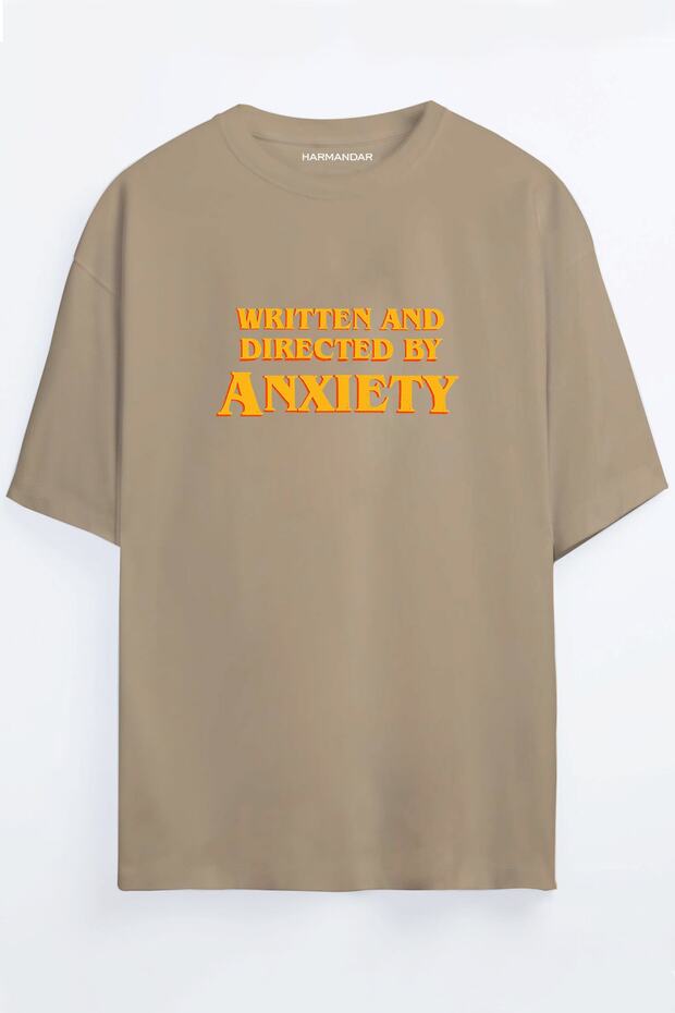 Anxiety Printed Unisex Black - White - Orange - Beige Oversize T-shirt