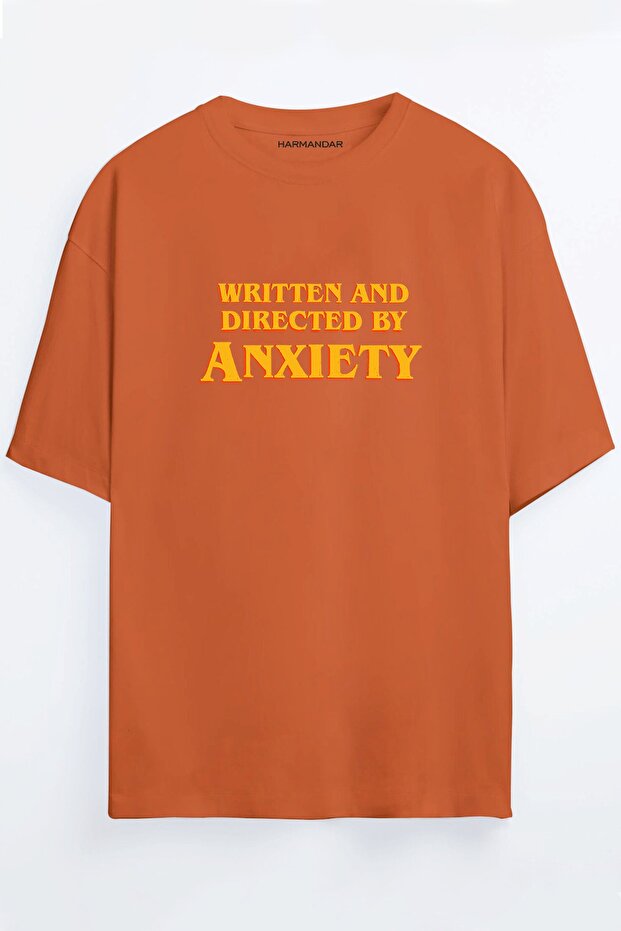 Anxiety Printed Unisex Black - White - Orange - Beige Oversize T-shirt