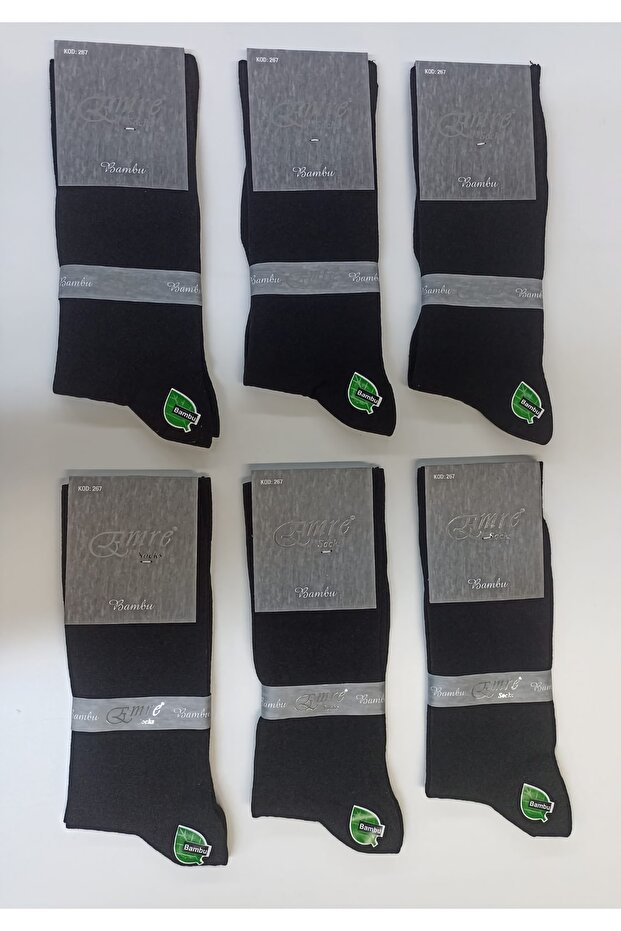 Bamboo Seasonal Black Color Men's Socks 6 Pairs Boxed