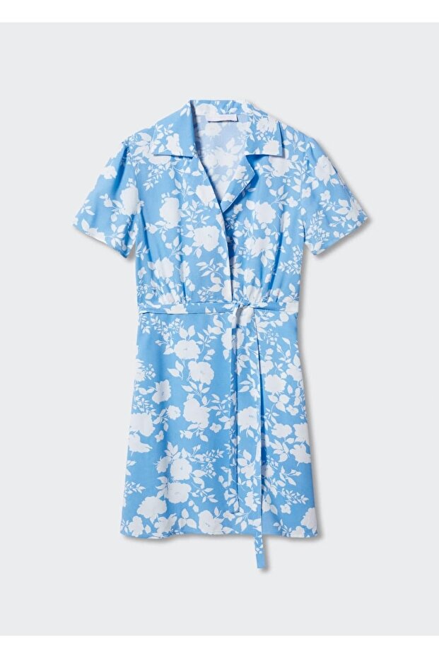 Çiçek Desenli Gömlek Elbise - 3