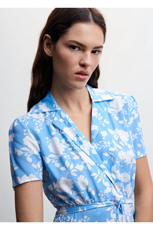 Çiçek Desenli Gömlek Elbise - 5