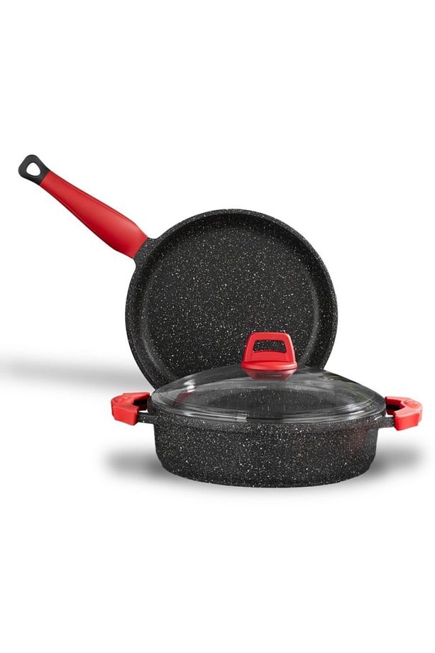 Granit Döküm Tencere Tava Seti 26 Cm 3 Parça Izgara Tadında Tava Keyfi - 2