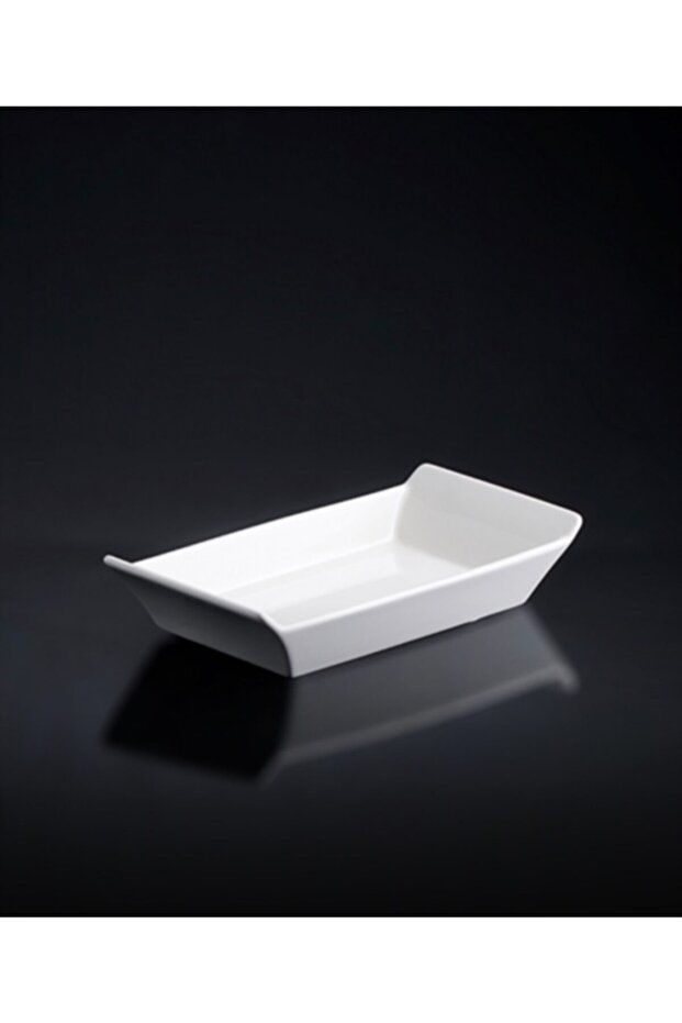 طبق بورسلين أبيض مستطيل 21 سم - 1