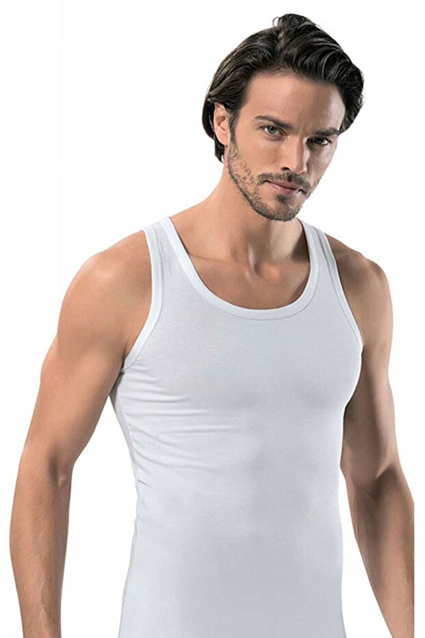 Men's White Lycra Cotton Strappy Tank Top 3 Pcs