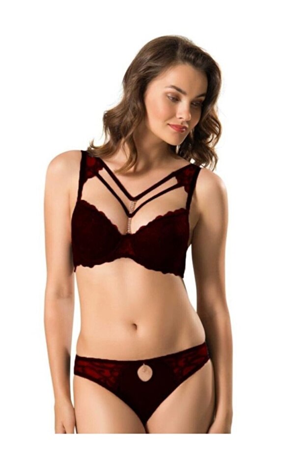 Women's Mink Pink Silicone Push up Stone Bra Set